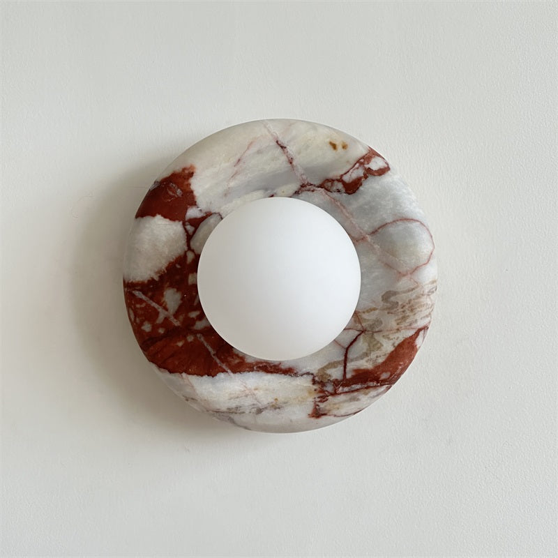 Indoor Wall Sconce With Glass Shade Elegant Round Marble