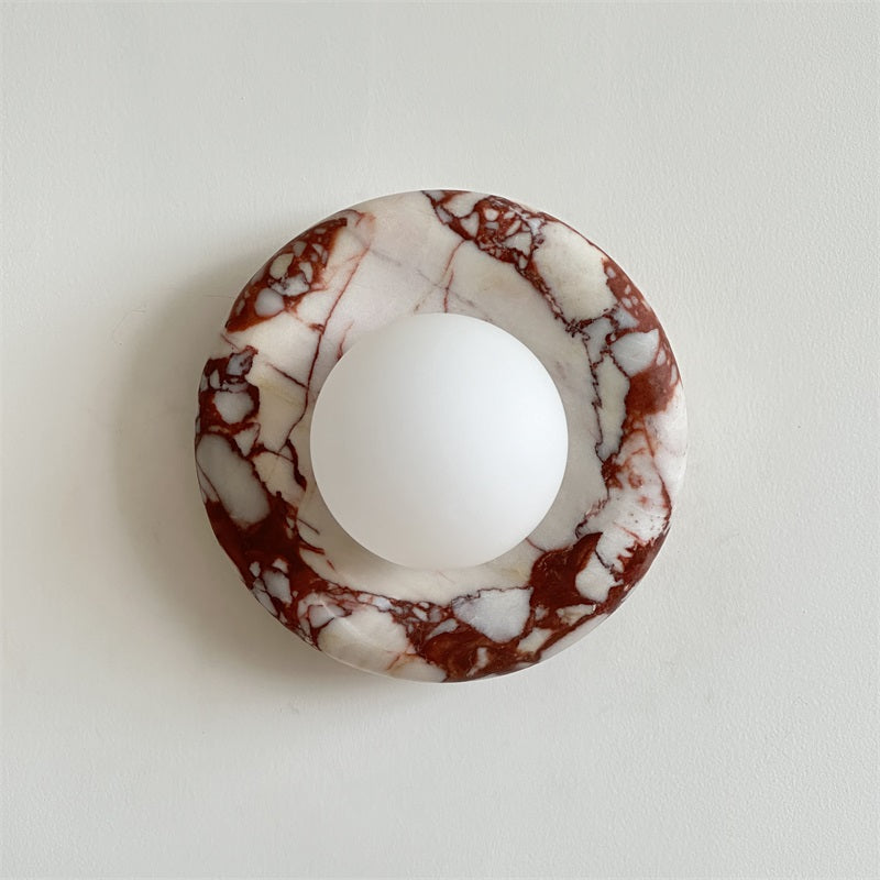 Indoor Wall Sconce With Glass Shade Elegant Round Marble