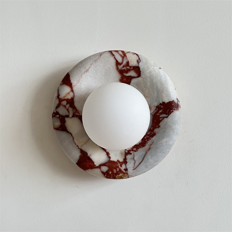 Wall Sconce Elegant Glass Shade With Round Marble