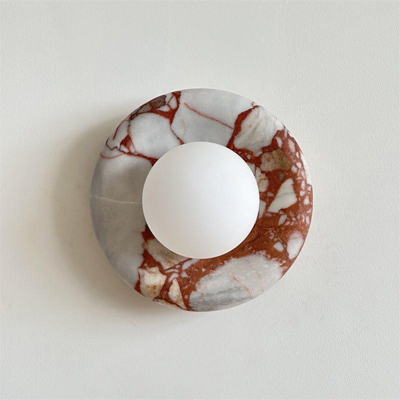 Indoor Wall Sconce With Glass Shade Elegant Round Marble