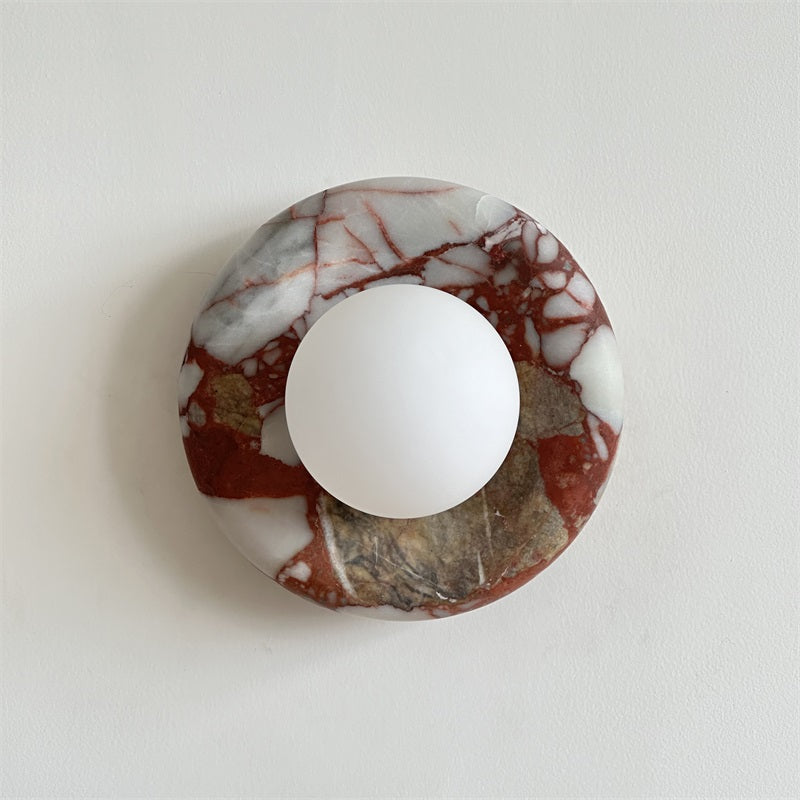 Wall Sconce Elegant Glass Shade With Round Marble