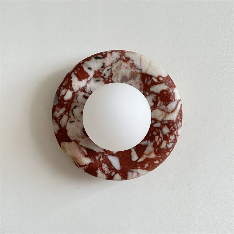 Wall Sconce Elegant Glass Shade With Round Marble