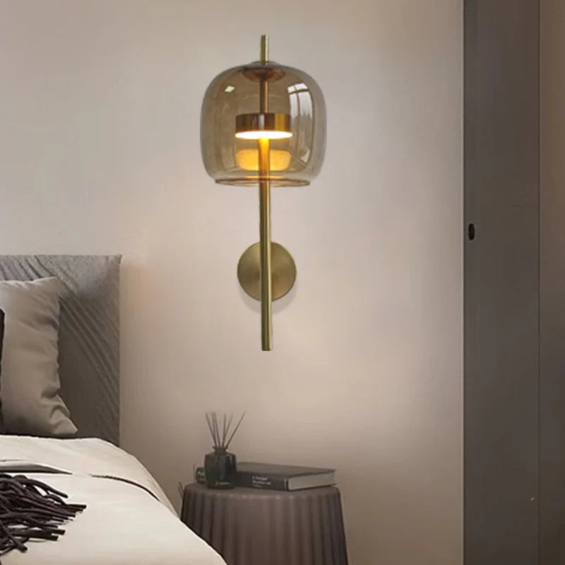 Wall Lamp For Bedroom And Hallway In Indoor Glass And Metal