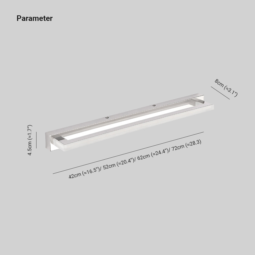 Silver White Finish Wall Mounted Rectangular Vanity Mirror