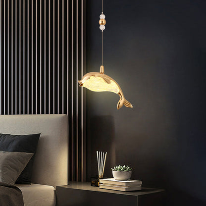 Clear Acrylic And Durable Metal Gold Dolphin Pendant Light
