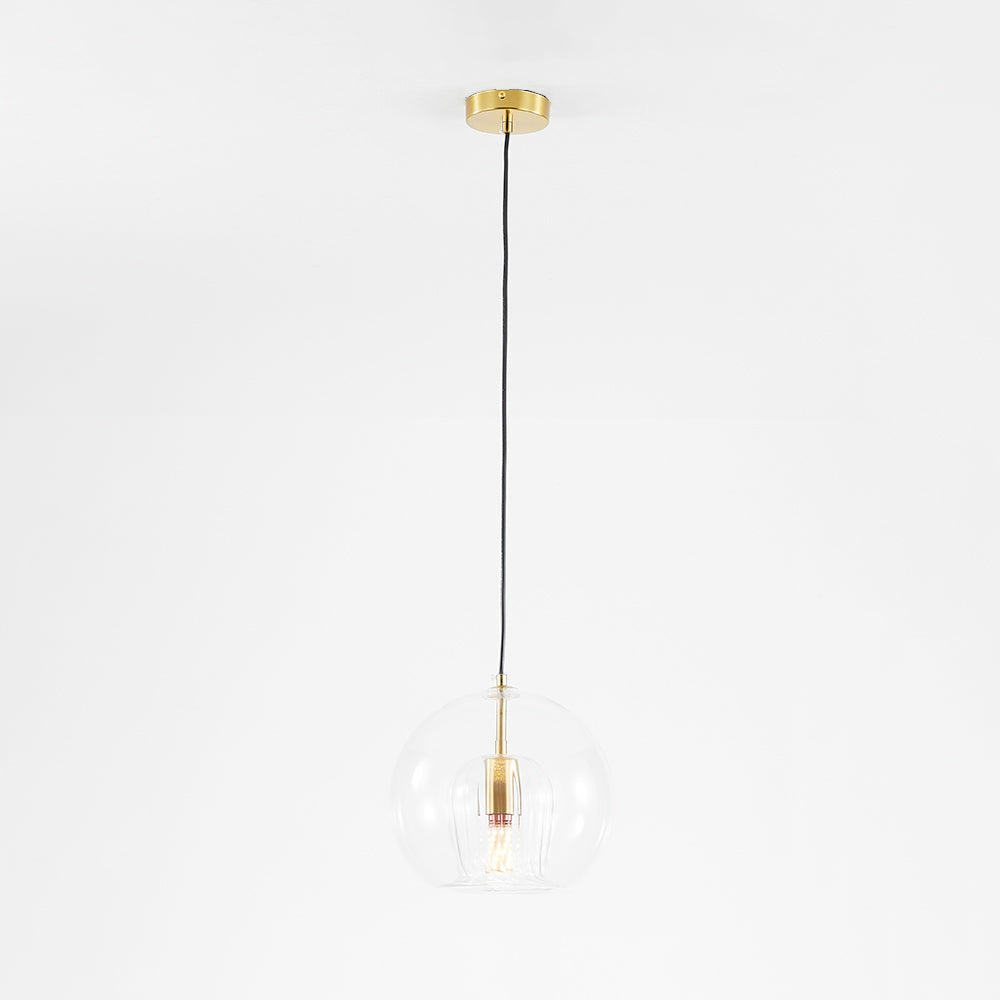 Modern Ambience Clear Or Amber Glass Globe Pendant Light