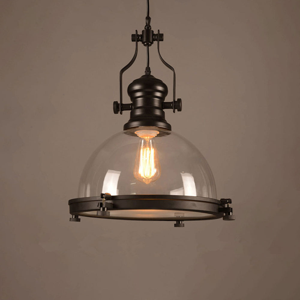 Black Warm Country Style Vintage Glass Pendant Light