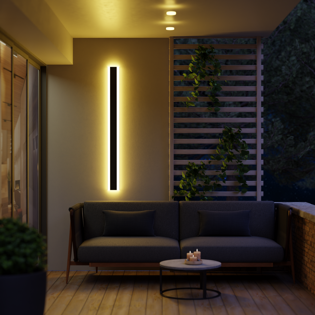 Integrated Shelf With Outdoor Symmetrical Wall Light