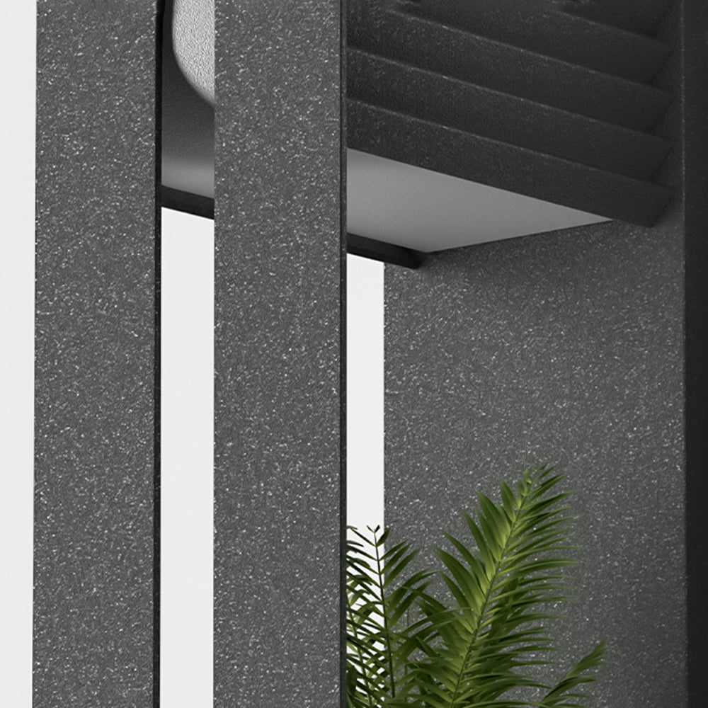 Black Outdoor Metal Rectangular Solar Wall Light With Plant Pot Holder