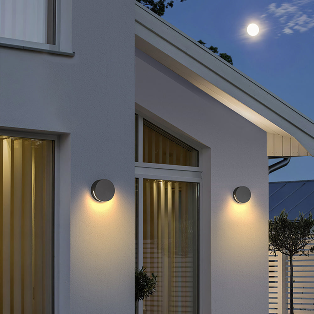 Outdoor Wall Light In Black Metal And Glass Minimalist Round