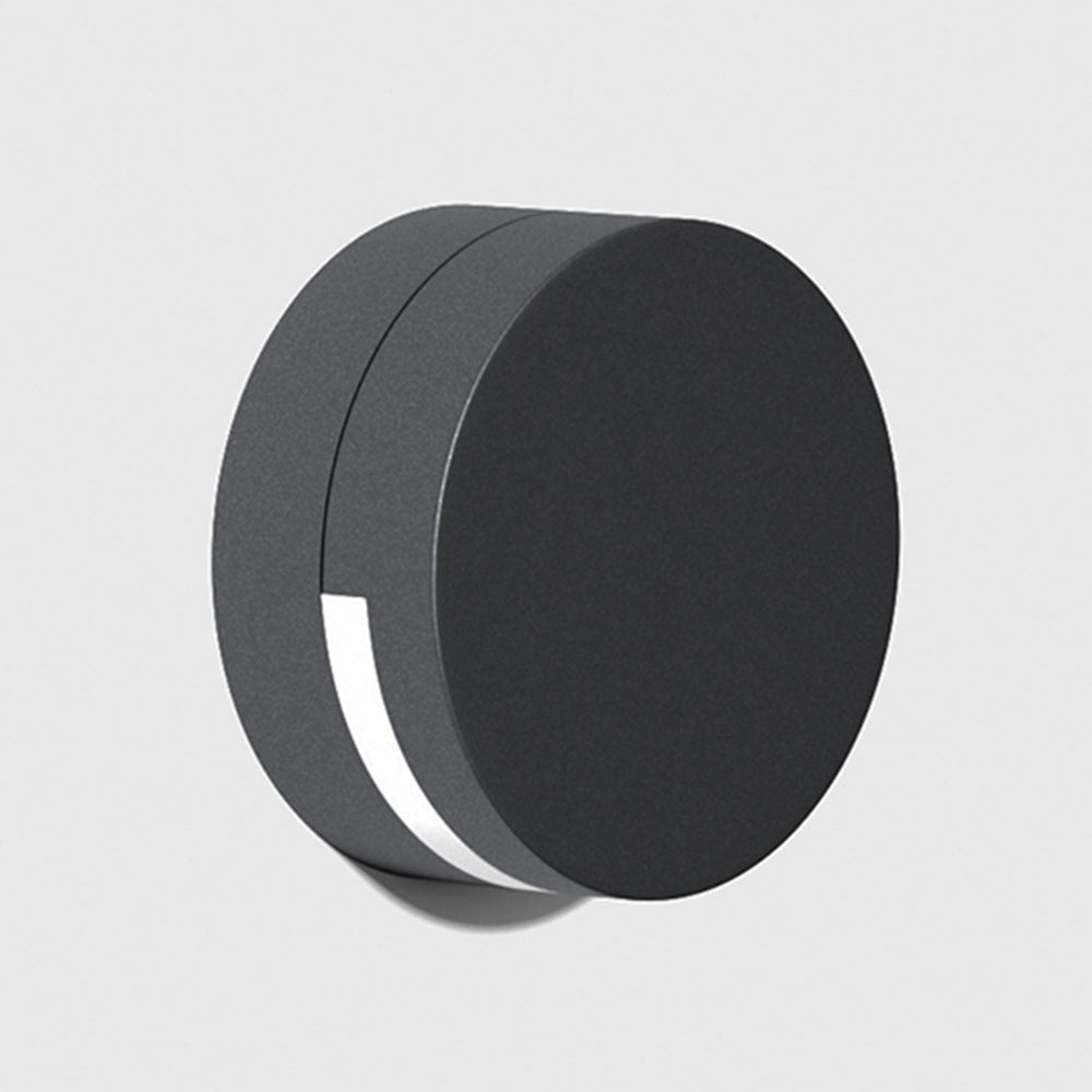 Outdoor Wall Light In Black Metal And Glass Minimalist Round