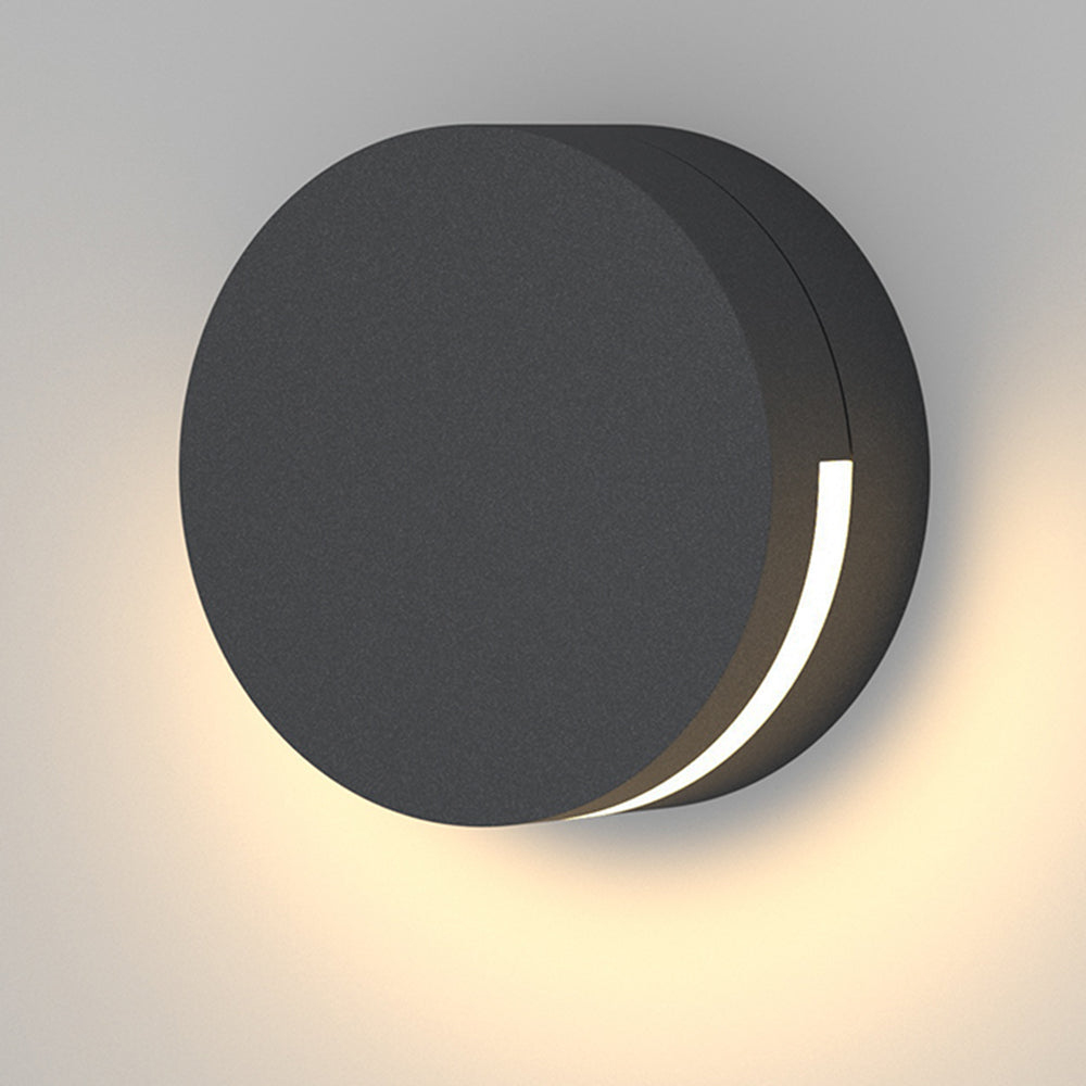 Outdoor Wall Light In Black Metal And Glass Minimalist Round