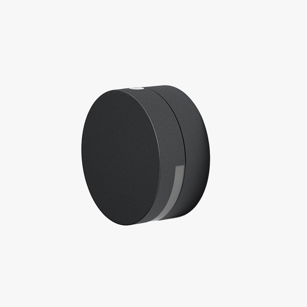 Outdoor Wall Light In Black Metal And Glass Minimalist Round