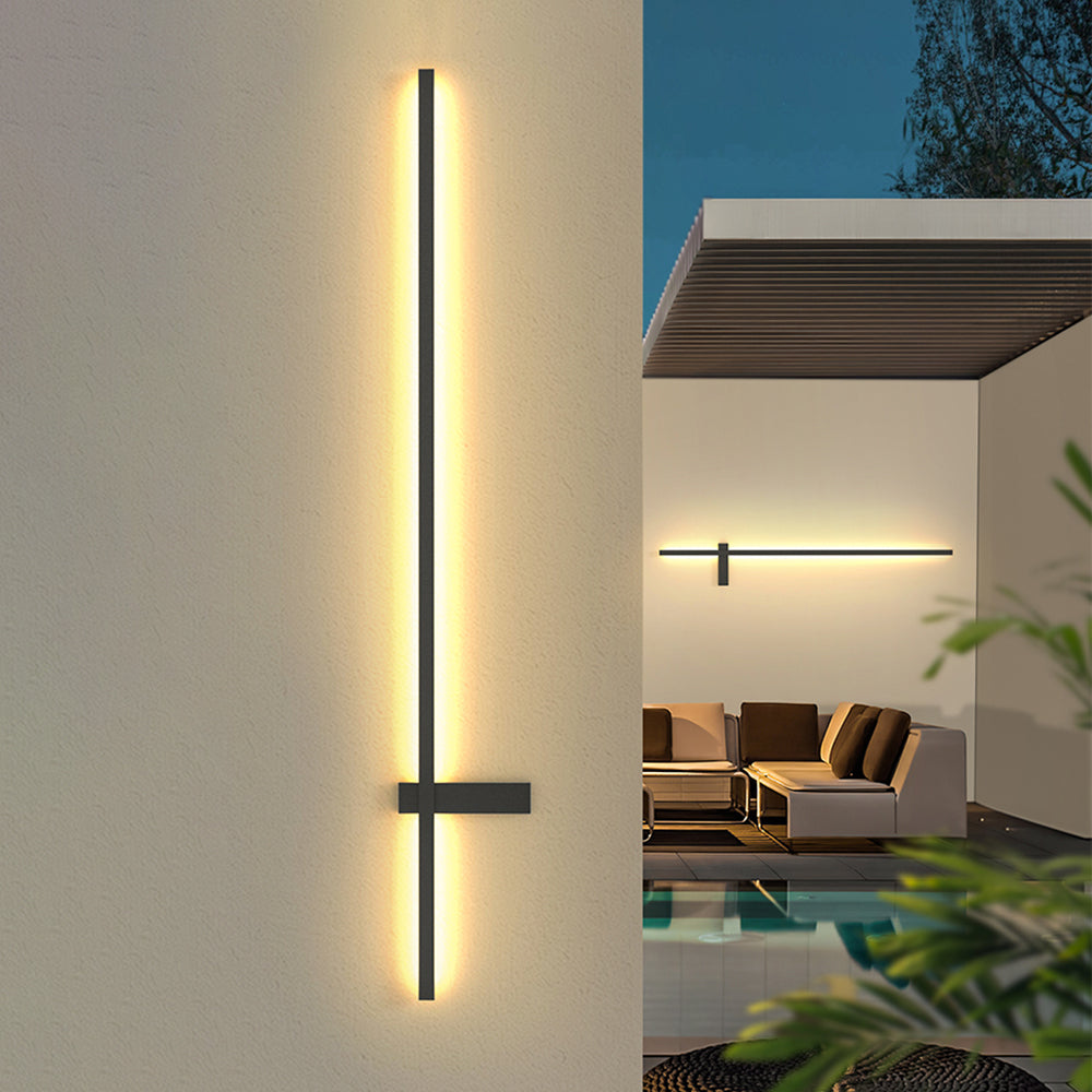Black Outdoor Linear Wall Duo Minimalist Light