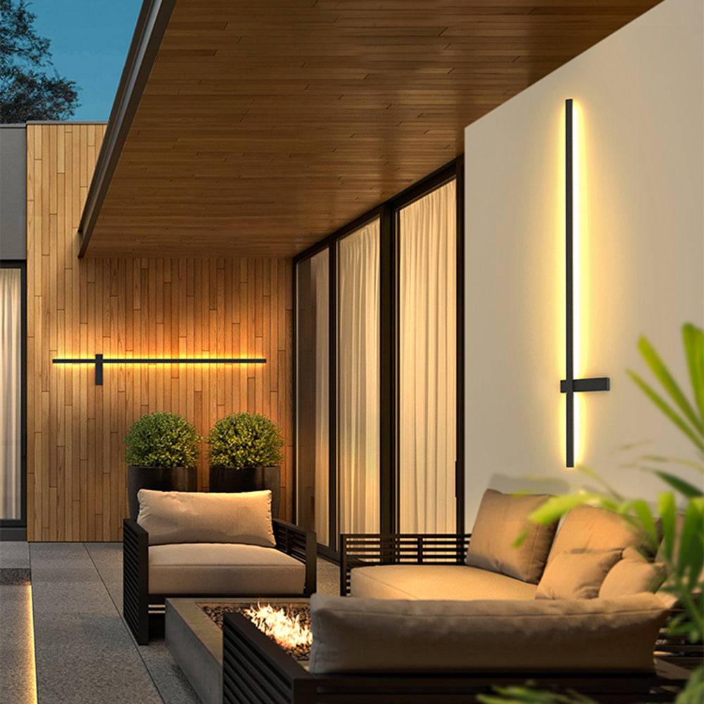 Black Outdoor Linear Wall Duo Minimalist Light
