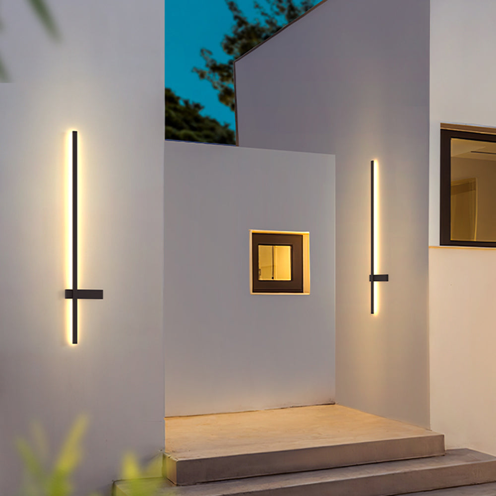 Black Outdoor Linear Wall Duo Minimalist Light