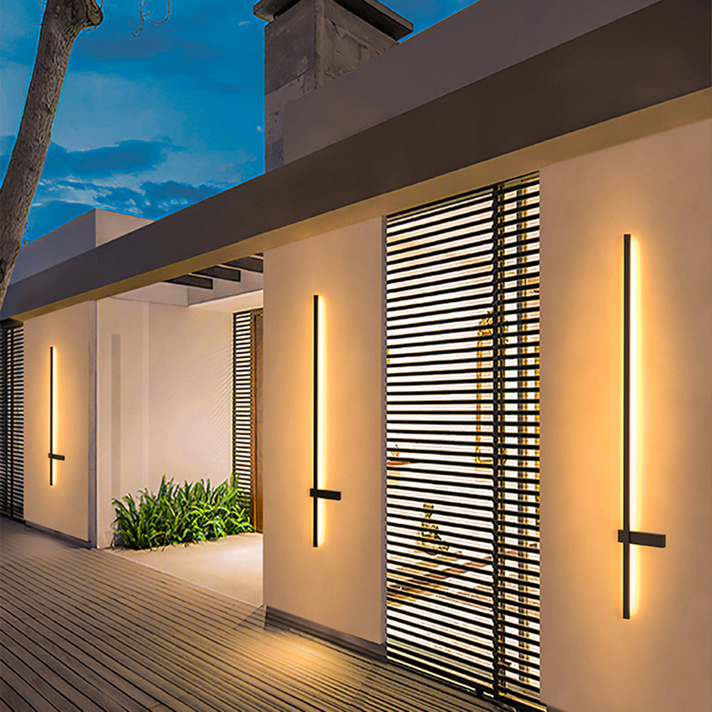 Black Outdoor Linear Wall Duo Minimalist Light