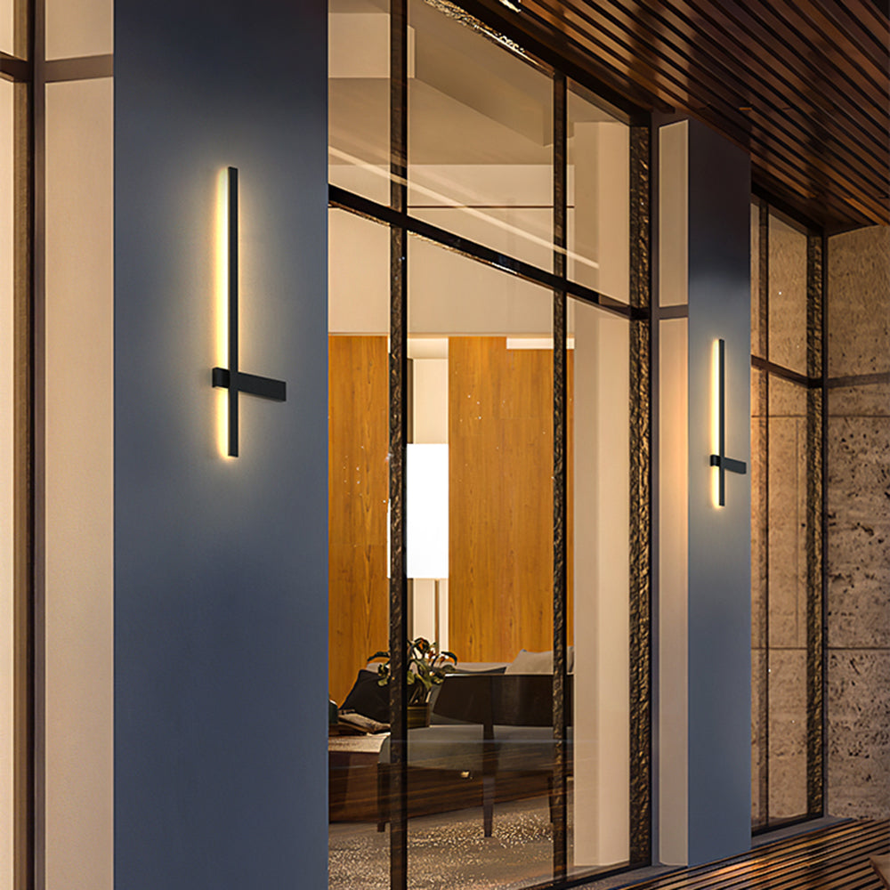 Black Outdoor Linear Wall Duo Minimalist Light