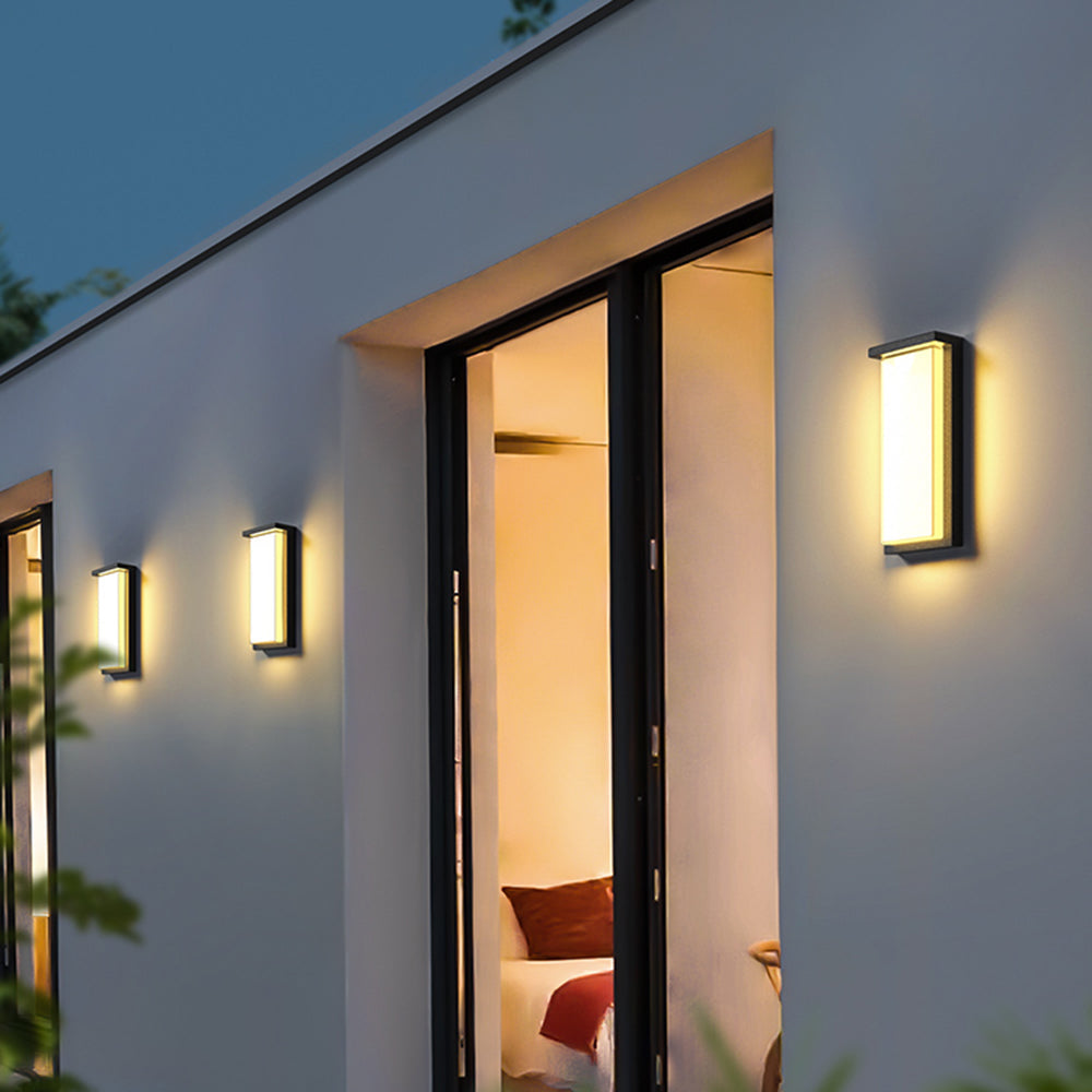 Minimalist Black Outdoor Metal Wall Light Rectangular Garden Light