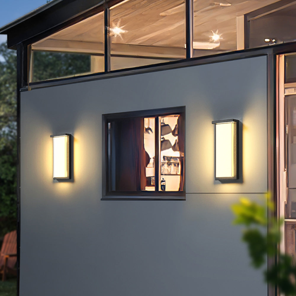 Minimalist Black Outdoor Metal Wall Light Rectangular Garden Light