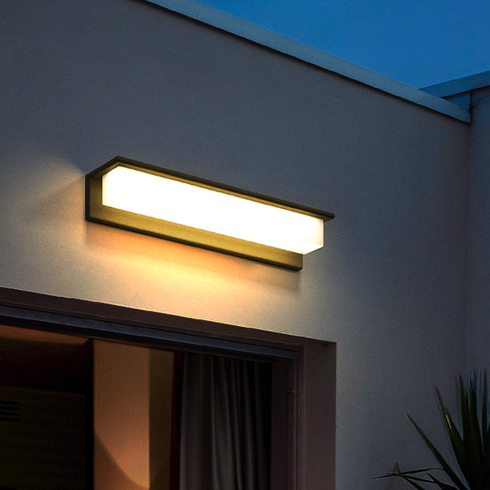 LED Solar Powered Outdoor Rectangular Wall Light Black Metal