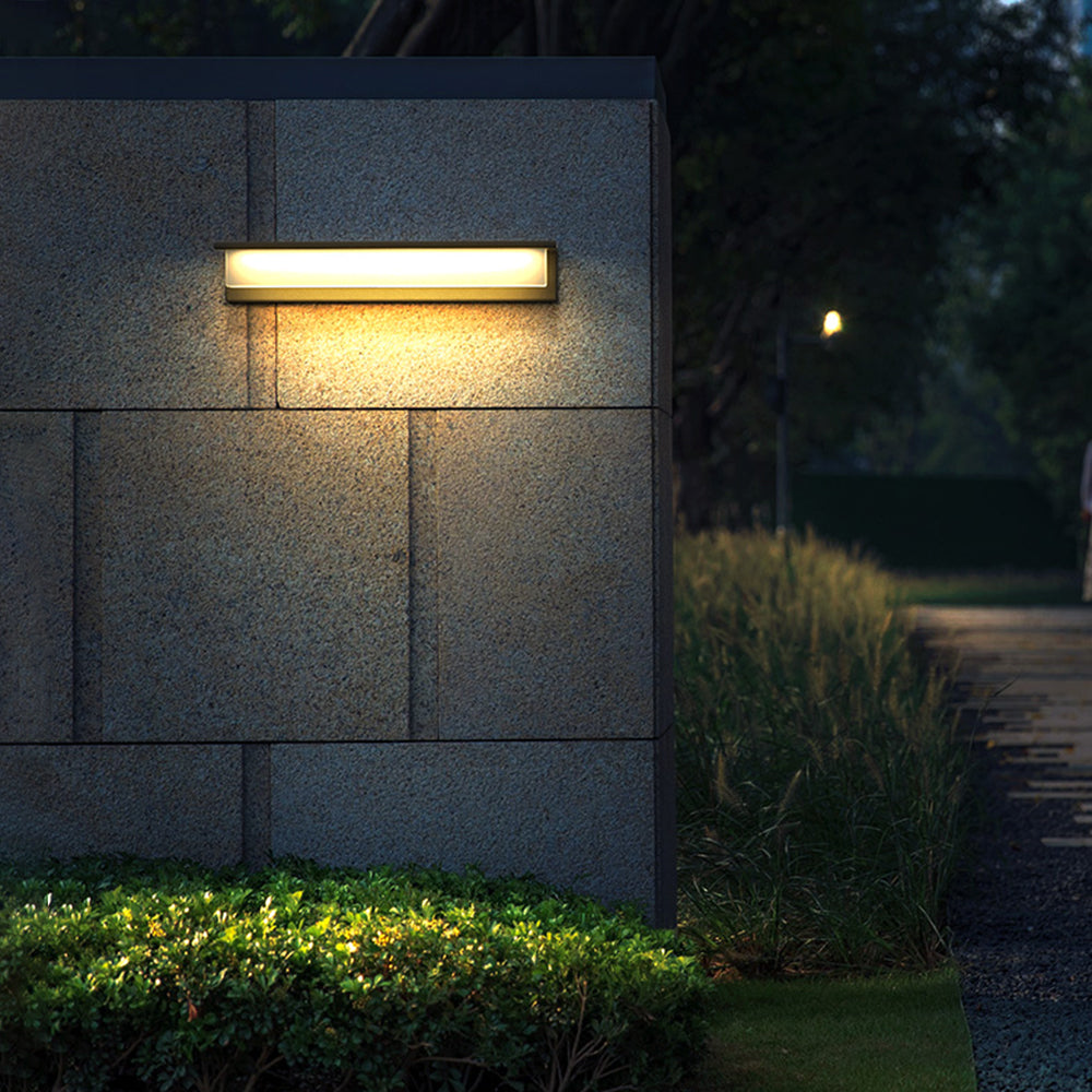 LED Solar Powered Outdoor Rectangular Wall Light Black Metal