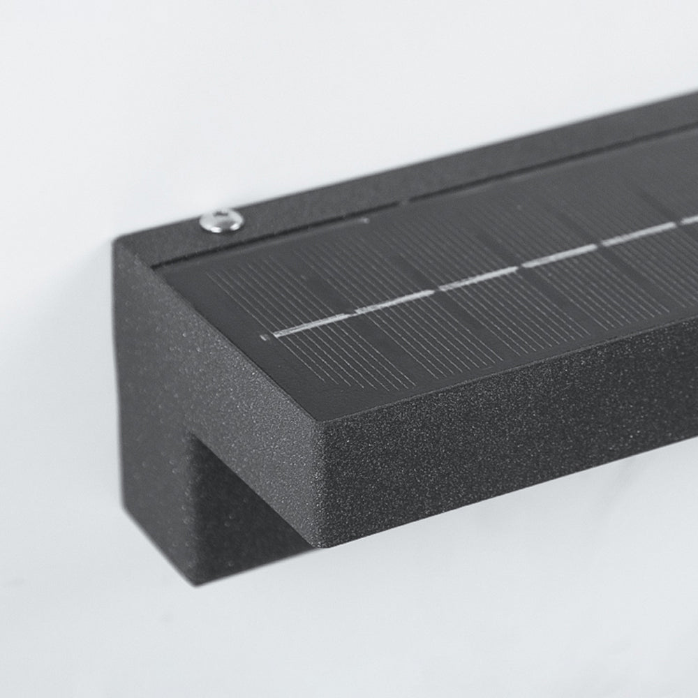 LED Solar Powered Outdoor Rectangular Wall Light Black Metal