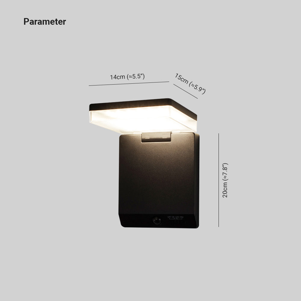 Outdoor Wall Light Minimalist Black Solar Right Angle Sensor IP65