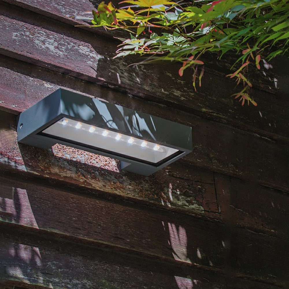 Black Waterproof Outdoor Solar Rectangular Wall Light