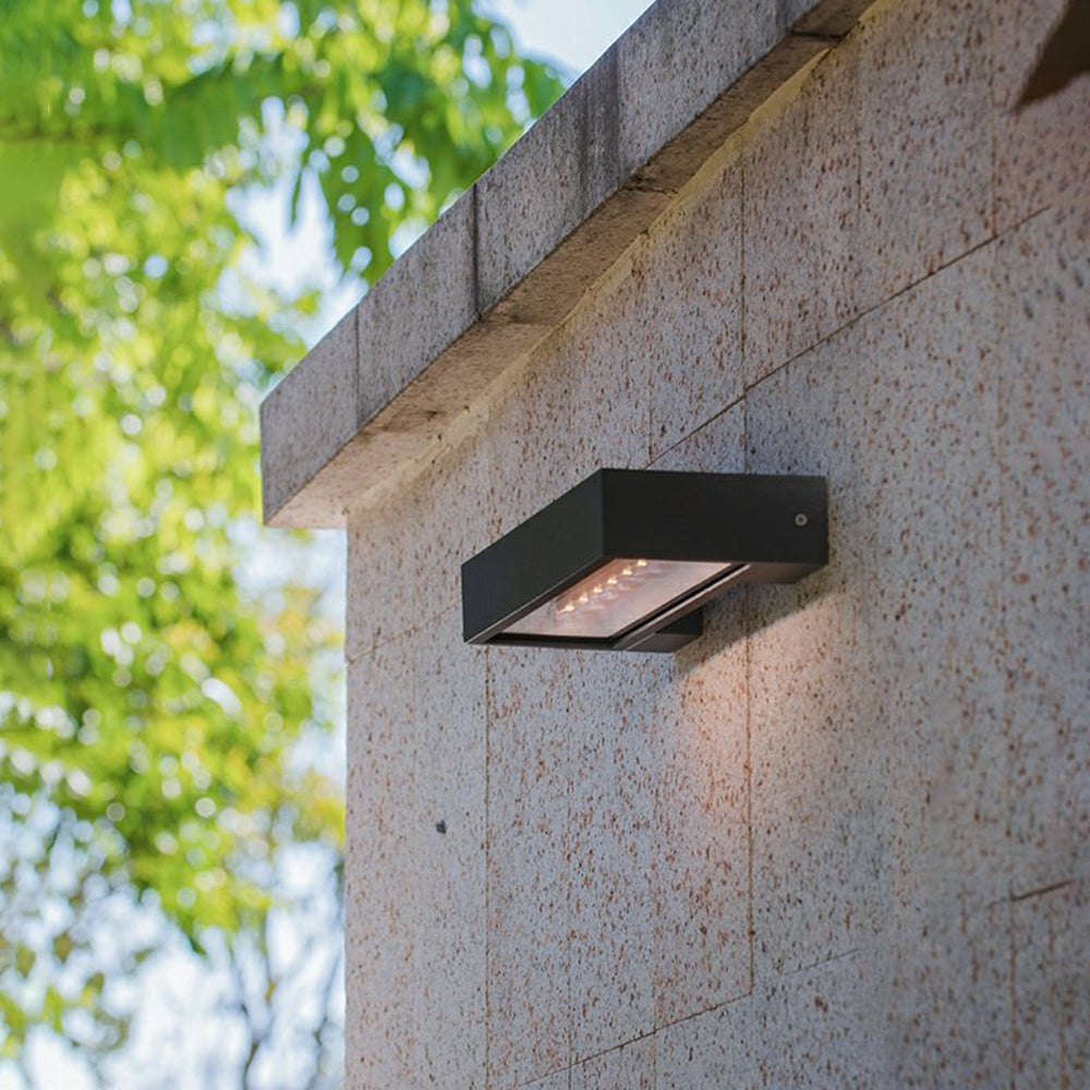 Black Waterproof Outdoor Solar Rectangular Wall Light