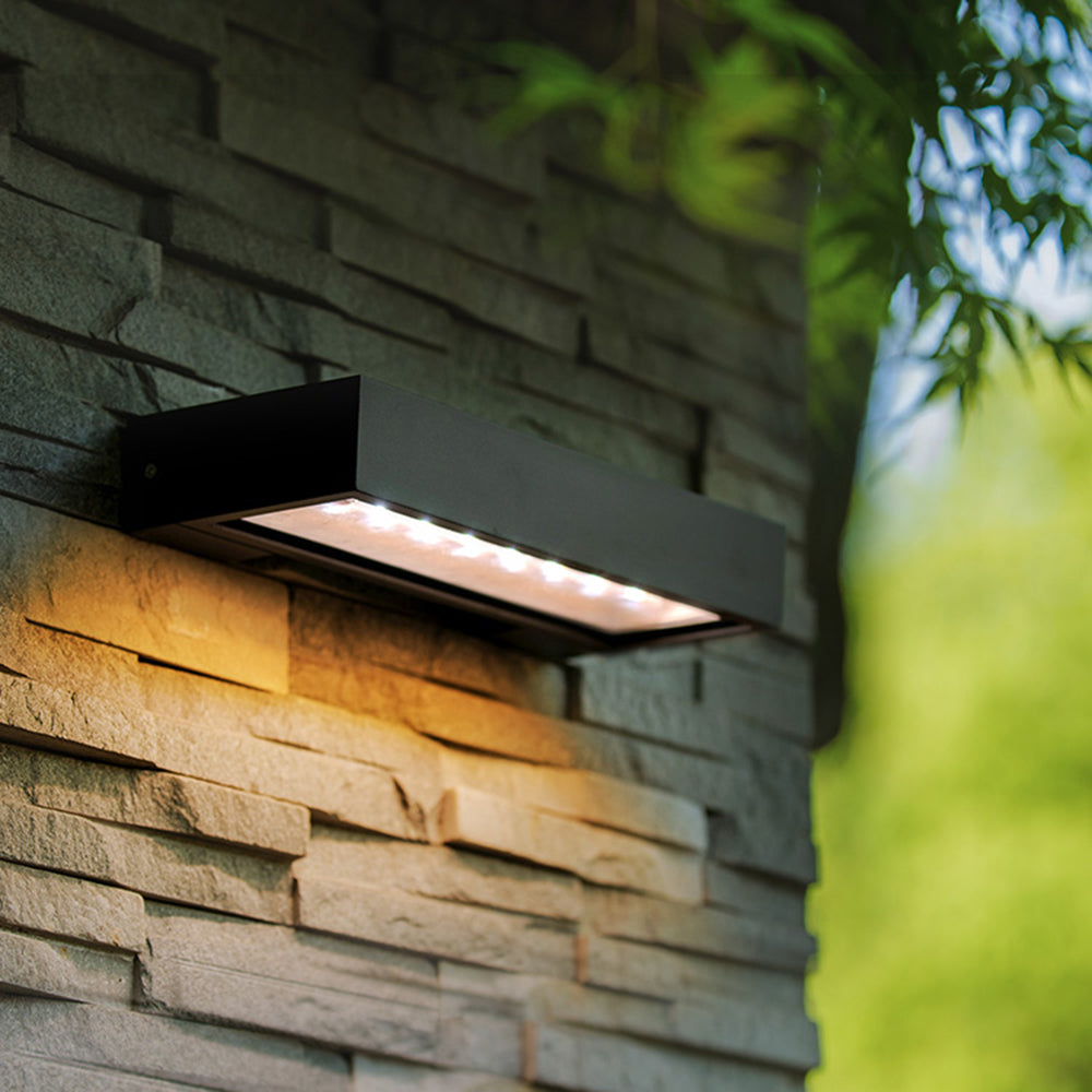 Black Waterproof Outdoor Solar Rectangular Wall Light