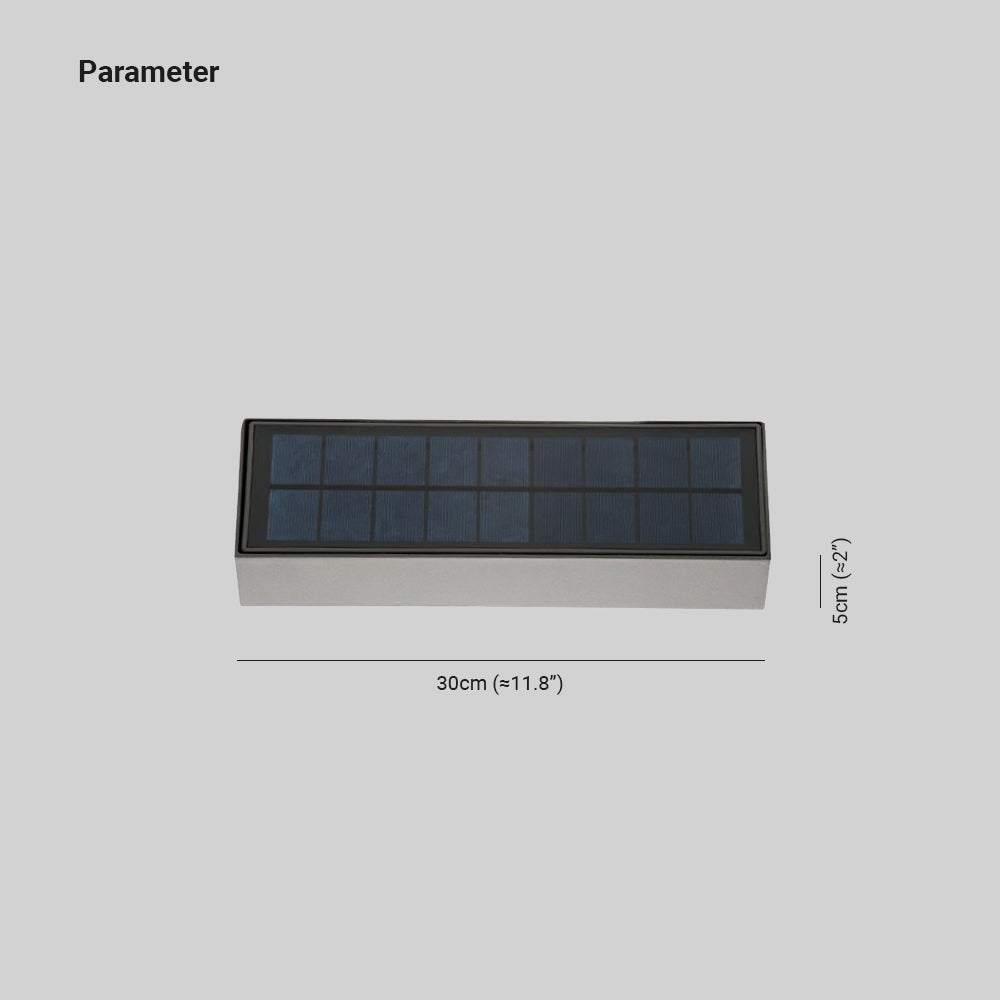 Black Waterproof Outdoor Solar Rectangular Wall Light