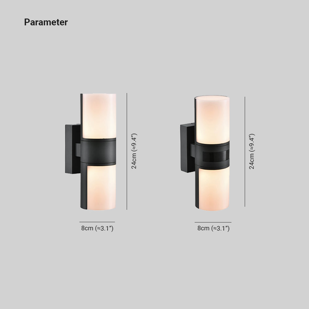 Black And White Cylindrical Outdoor Rotatable Wall Light IP65