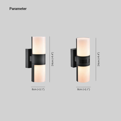 Black And White Cylindrical Outdoor Rotatable Wall Light IP65