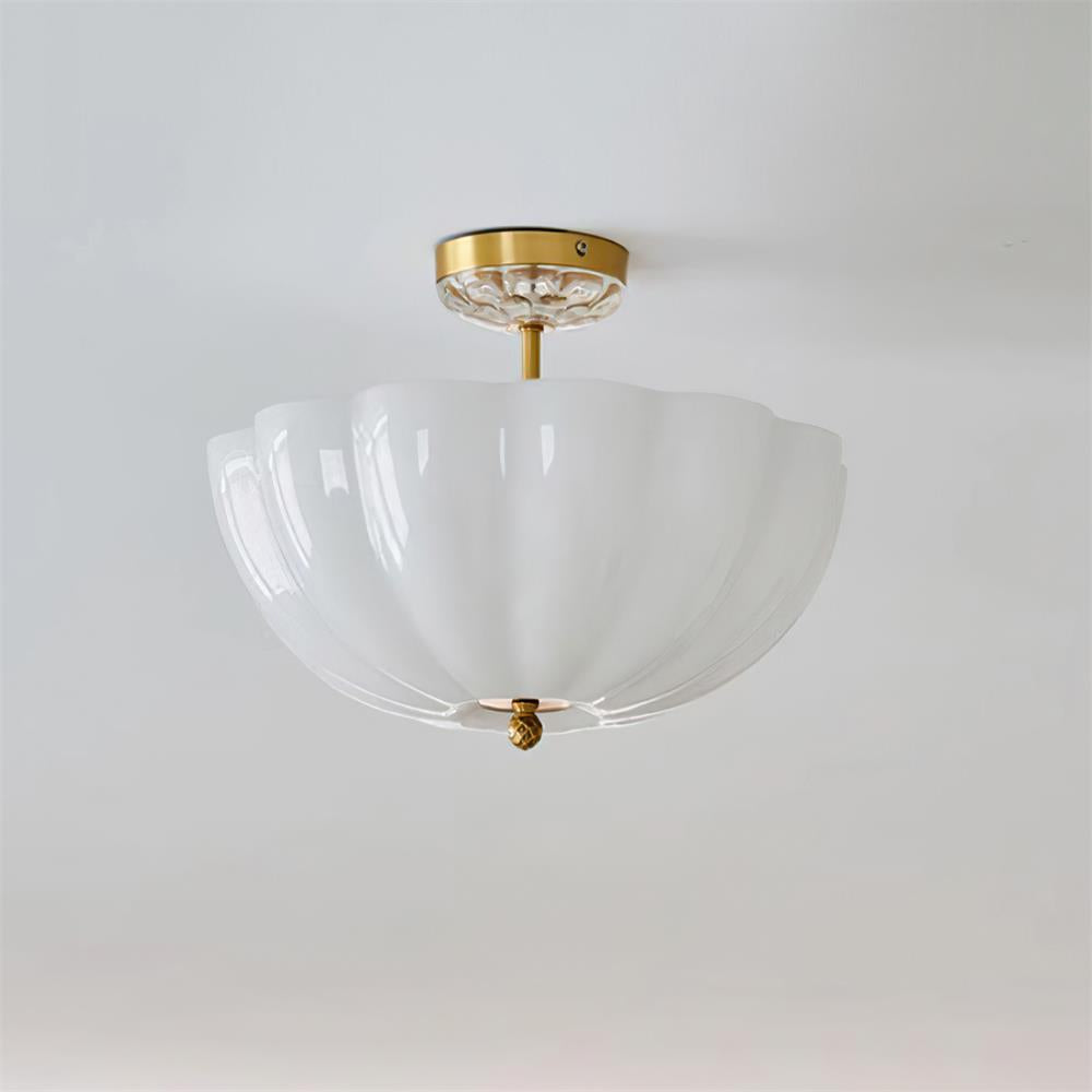Modern Glass And Brass Petal Silhouette Ceiling Light
