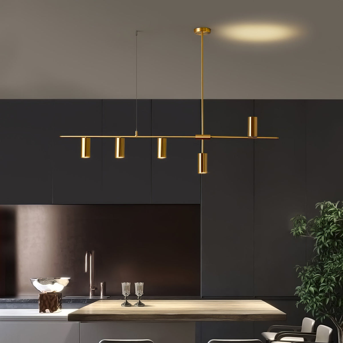 Adjustable Height Linear Pendant Lights