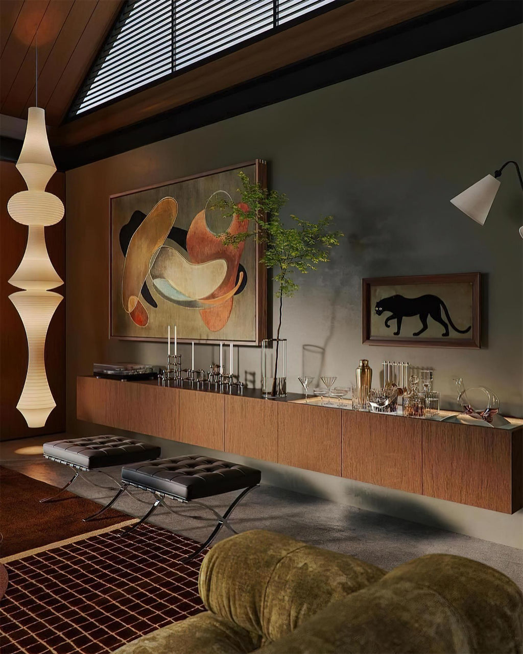 Ambient Lighting For Sculptural Mulberry Paper Pendant Lamp