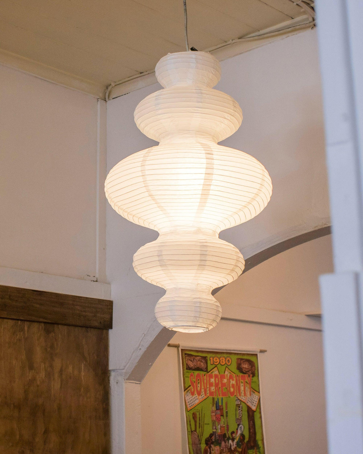 Dimmable Soft Ambient Pendant Lamp Featuring White Paper Shade