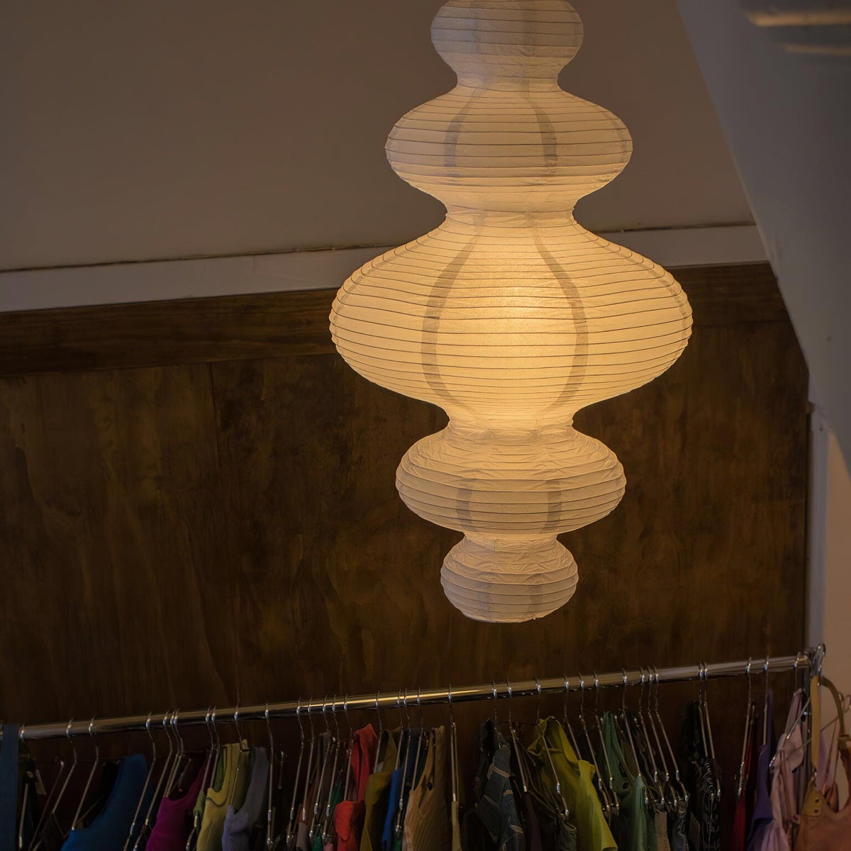 Dimmable Soft Ambient Pendant Lamp Featuring White Paper Shade