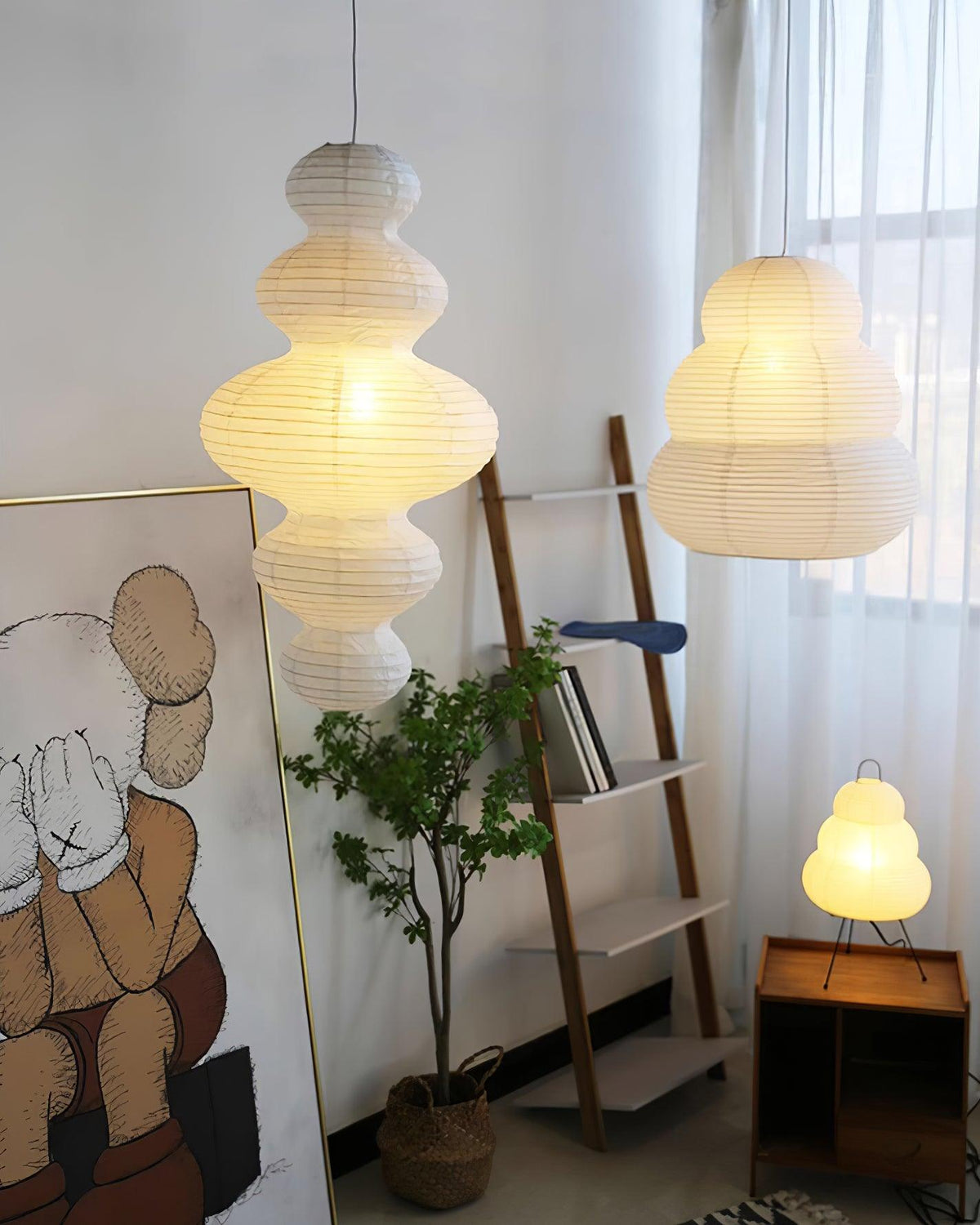 Dimmable Soft Ambient Pendant Lamp Featuring White Paper Shade
