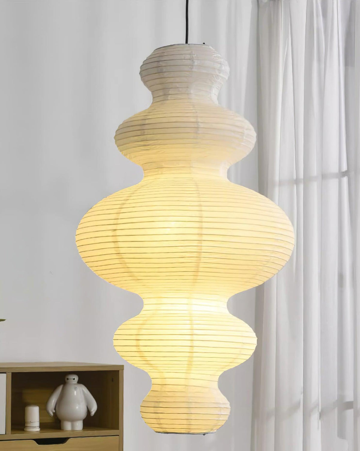 Dimmable Soft Ambient Pendant Lamp Featuring White Paper Shade