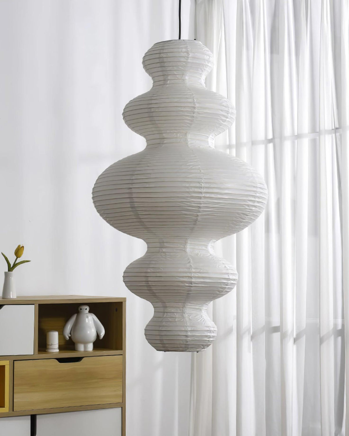 Dimmable Soft Ambient Pendant Lamp Featuring White Paper Shade