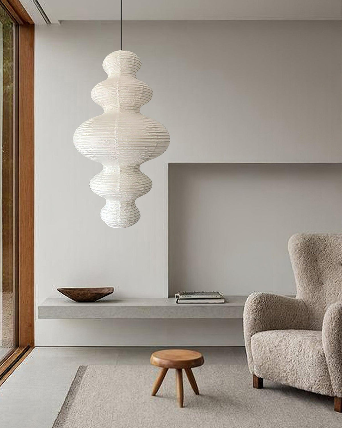 Dimmable Soft Ambient Pendant Lamp Featuring White Paper Shade