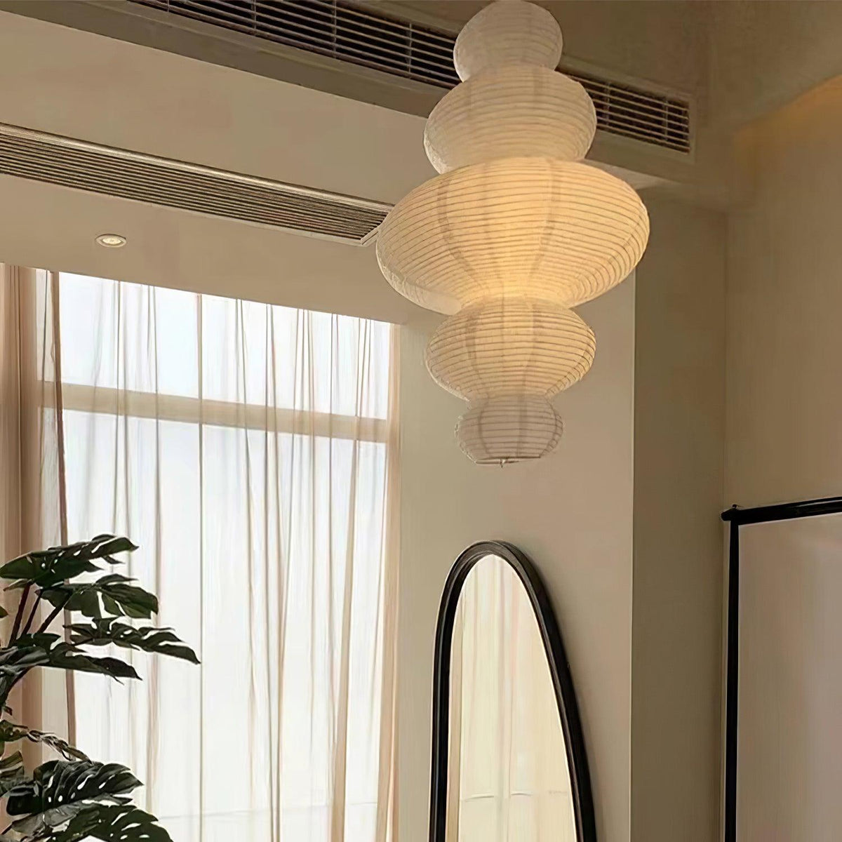 Dimmable Soft Ambient Pendant Lamp Featuring White Paper Shade