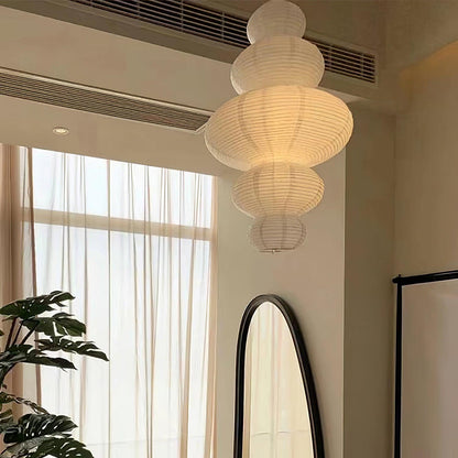 Dimmable Soft Ambient Pendant Lamp Featuring White Paper Shade