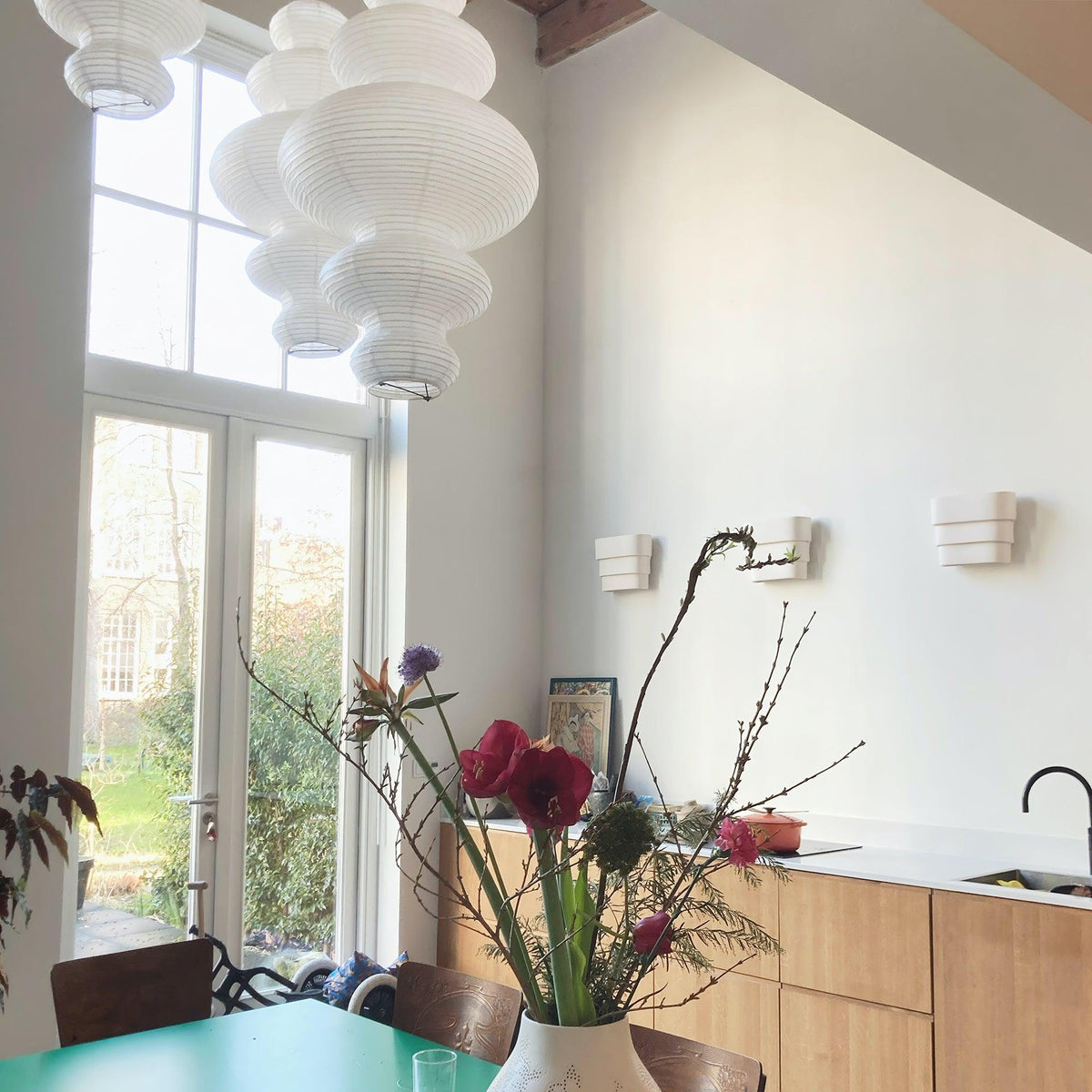 Dimmable Soft Ambient Pendant Lamp Featuring White Paper Shade