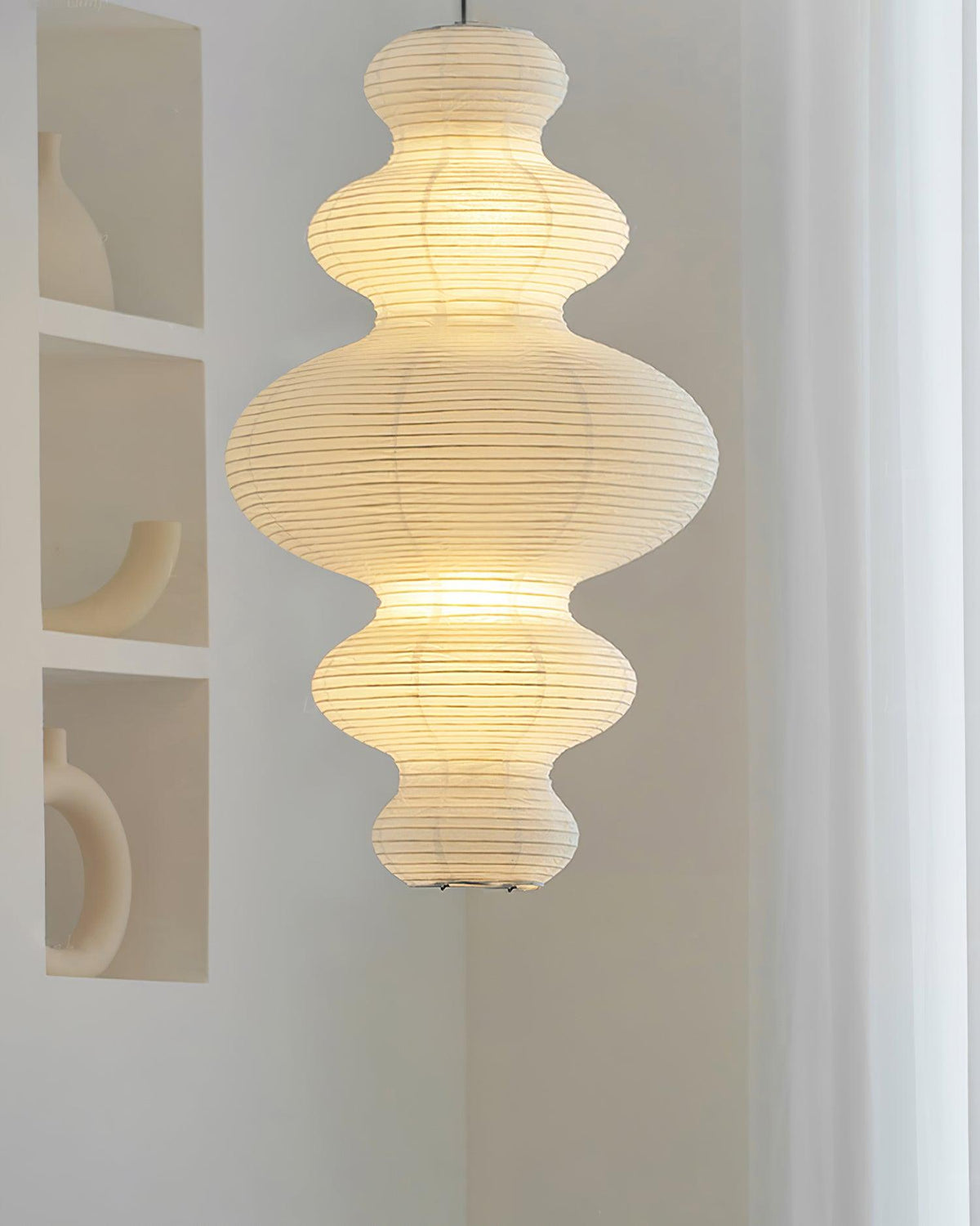 Dimmable Soft Ambient Pendant Lamp Featuring White Paper Shade
