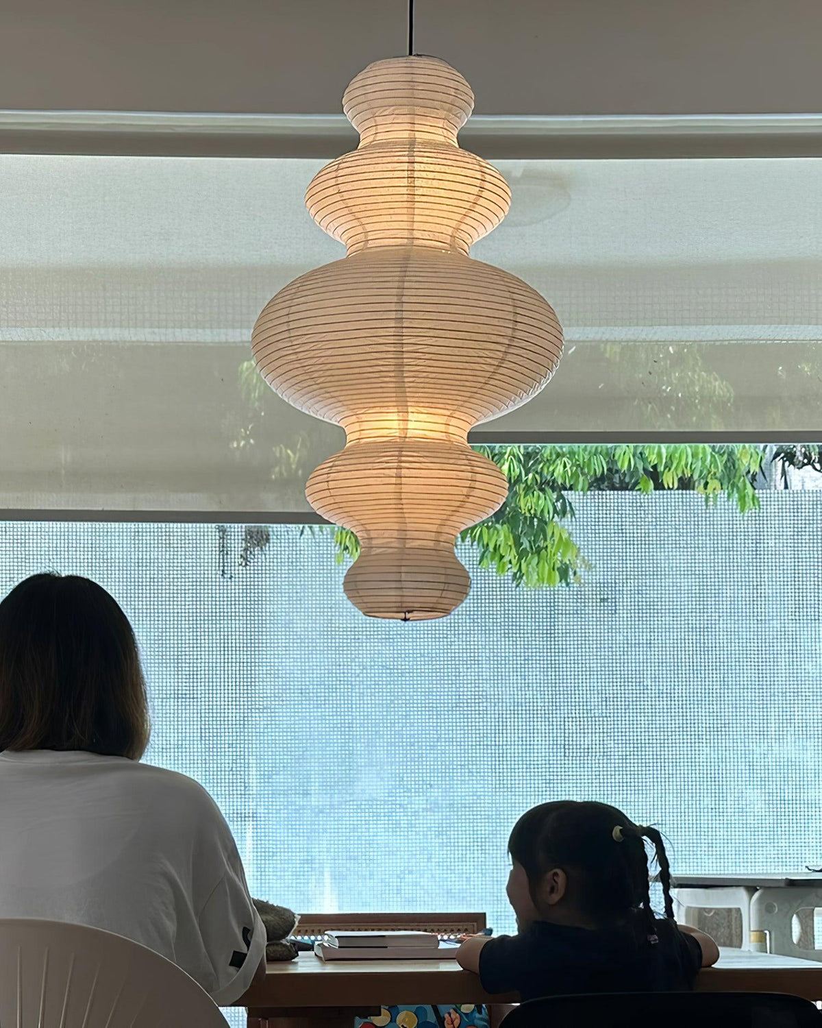 Dimmable Soft Ambient Pendant Lamp Featuring White Paper Shade