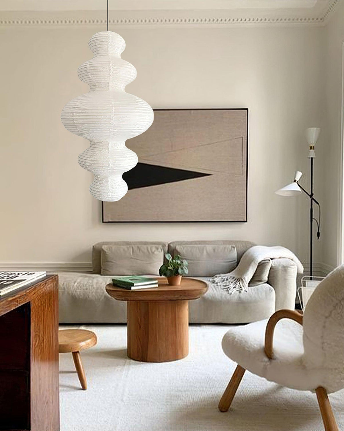Dimmable Soft Ambient Pendant Lamp Featuring White Paper Shade