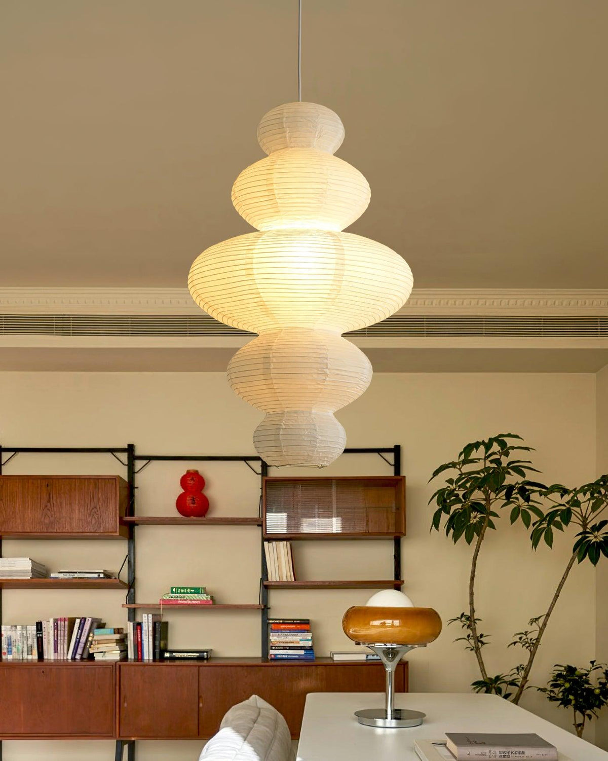 Dimmable Soft Ambient Pendant Lamp Featuring White Paper Shade